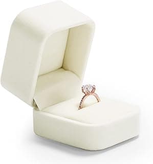 ASKIND Ring Box Wedding Day For Women Velvet Jewelry Box For Engagement Ring Boxes For Proposal (White)