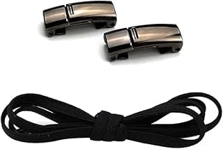 Wawasia 1 Pairs Black No Tie Elastic Shoelace, Metal Magnetic Buckle Shoelace For Kids, Adults, Lazy Shoelaces Buckle For Athletic Sneakers