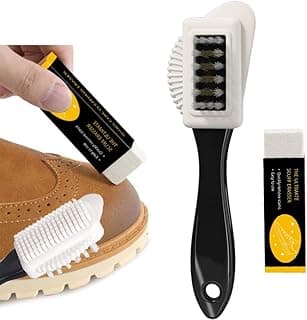 Goodern Goodern 4-Way Leather & Suede Brush Cleaner Kit with Rubber Eraser - Cleaning Brush Set for Leather, Suede & Nubuck Shoes, Boots