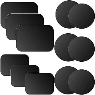 12PCS Universal Metal Plate,Magnetic Phone Car Mount with 3M Adhesive, Compatible with Magnetic Mounts, 6 Rectangular and 6 Round