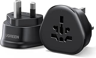 UGREEN UGREEN World to UAE/Dubai/UK/KSA/EU/Germany, 3 Pin Travel Adapter Plug, Universal Travel Plug Adapter for Business Trip, Holiday, Hotel, Airport
