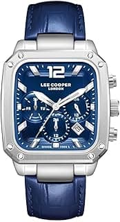Lee Cooper Men's Watch, Multi Function Display and Leather Strap - LC08184.399, Dark Blue