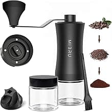 MIBRU Manual coffee ceramic burr grinder Stainless Steel Coffee Mill for Drip Coffee Espresso for Home Settings and Ergonomic handle for Home Office Traveling Camping or Hiking Black طاحونة يدوية