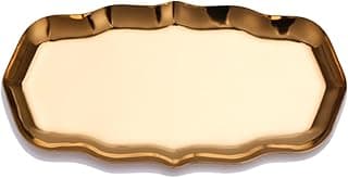 Stainless Steel Jewelry Storage Plate Cosmetic Tray Modern Metal Organizer Desktop Vanity Tray for Rings Accessories Large Curved Pattern