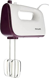 PHILIPS 5 Speeds Daily Hand Mixer With Wire Beaters And Dough Hooks | Model No Hr3740/11