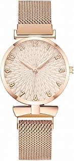 KASTWAVE KASTWAVE Women's Premium Quartz Watch - Stainless Steel Mesh Strap Analog Watch, 3 - Hand Rhombus Lattice Dial, Fashion Wrist Watch for Women Ladies Girls