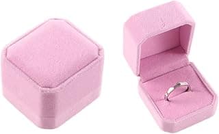 Square Velvet Jewelry Earring Ring Display Case Box Storage Organizer Holder Gift Packaging Box Portable Travel Wedding(pink)