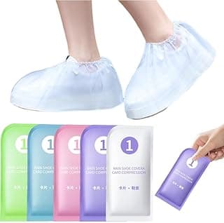 Goodern Goodern 5 PCS Rain Shoe Covers,Unisex Reusable PVC Waterproof Shoe Covers Portable Shoe Covers Outdoor Not-Slip Rainproof Shoe Covers Travel Fishing Durable Thicker Clear Shoe Protector Covers-L/41-44