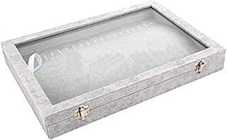 20 Hooks Jewelry Showcase for Necklaces Jewelry Box Stackable Glass Top Lockable (Necklace Box)