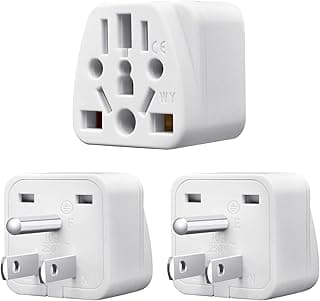 infino infinoTM World to US Travel Adapter (3-Pack), White Universal 3-Prong Power Solution - Converts EU/JP/AU/UK/CN to US, Safe & Versatile Wall Charger for Smartphones, Laptops & More - Stylish Design