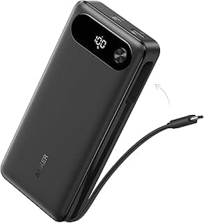 Anker Power Bank, 20,000mAh Portable Charger with Built-In USB-C Cable, 87W Max Fast Charging Battery Pack, For MacBook, Laptop, iPhone 17/16/15 Series, Samsung S25/S24/S23, Huawei, Honor and More