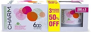 Sanita Charm 100% Cotton Buds, 600 (200x2+1) buds