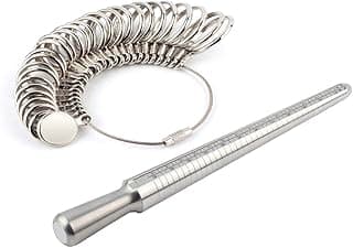 Anself-1 Anself Silver Ring-sizer Gauge Tool Finger Sizing Measuring Stick Metal Ring Mandrel US Size Set 1-13 of 27 Pcs Circle Models