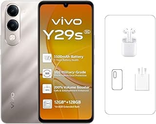 vivo Y29s Titanium Gold - 6GB RAM | 128GB Storage | 6.74" HD Display | 50MP Camera | 5500mAh Battery | IP64 Water & Dust Resistant | Earbuds | 24 Months Warranty