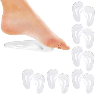 ALMEKAQUZ ALMEKAQUZ Arch Supports Cushions, Self Adhesive Arch Support Shoe Inserts, Non Slip Soft Gel Arch Support Pads Gel Arch Insoles, Foot Heels Arch Supports for Man Women(Pair of 6, Transparent)