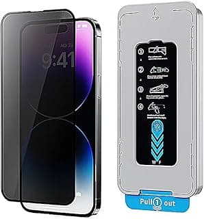 Privacy Tempered Glass Screen Protector with Auto-Install Kit for iPhone 15/16 Series – Anti-Spy, Bubble-Free, Anti-Fingerprint, Dust-Free (iPhone 16 Pro Max)
