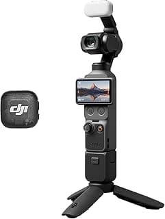 DJI Osmo Pocket 4 Creator Combo, Pocket Gimbal Vlog Camera, 1′′ CMOS & 4K/240fps, 3-Axis, 2× Lossless Zoom, 107GB Built-in Storage, Mic 3 Transmitter, Osmo Mini Tripod, KSA Version, Official Warranty