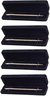 LSHPG 4 PCS Black Classic Long Velvet Necklace Bracelet Display Case, Pendant Chain Gift Box, for Engagement Anniversary Thanksgiving Birthday Gifts