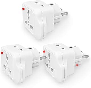 ECVV ECVV® [3 Pack] Travel Adapter for Saudi Arabia/US/UK/Japan/China/Australia Plug Converter to EU/Germany Plug and Others to 2-Pin European Plug Adapter (White)