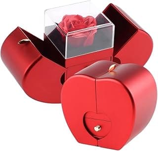 1PCS Red Rose Gift Box - Shape Wedding Box Jewelry Rose Flower Box for Necklace Bracelet Birthday Party Valentine's Day New Year Christmas Romantic Gift