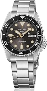 Seiko SRPL79K1 5 Sports SKX Stainless Steel Automatic Watch for Men, 38 mm Case Size, Black/Silver