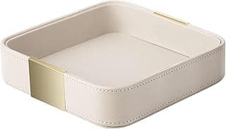 NALACAL NALACAL Luxury Leather Desktop Storage, Small Catchall Organizer, Decorative Tray for Entryway Table to Hold Jewelry, Watch, Cosmetics, Keys, Phone, Wallet, Home & Office Accessories Brown