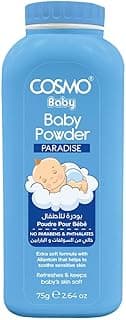 Cosmo Baby Powder Paradise – Soft, Talc-Free Powder with Long-Lasting, Gently Absorbs Moisture to Skin Fresh, Dry & Comfortable All Day – for All Skin Types Perfect for Daily Use 75g