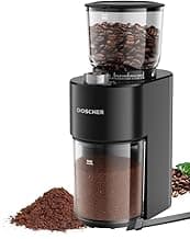 DOSCHER V60 Conical Burr Coffee Grinder, 38 Adjustable Grind Settings, Precise Timer, Anti-Static Design - Perfect for Espresso, Drip, Pour Over, Cold Brew, French Press