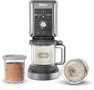 Ninja CREAMi Deluxe Ice Cream Maker & Frozen Dessert Maker with 2 Tubs, 10 Functions, Makes Ice Cream, Gelato, Sorbet, Frozen Yoghurt, Milkshakes, Slushi & More, Silver, NC501ME, 2 Years Warranty