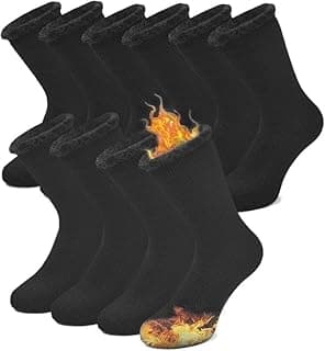 Maxmana Secret Thermal Socks for Men Women 5 Pairs, Brushed Interior Warm Winter Thick Heavy Insulated Crew Sock Heated Socks For Cold Weather Outdoor Activities