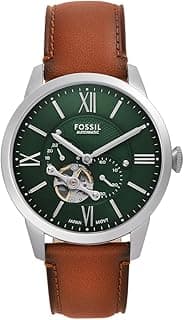 Fossil Townsman Men's Automatic Watch with Stainless Steel or Leather Strap, dark green, 8.7Lx8.7Wx7Hcm, Strap.