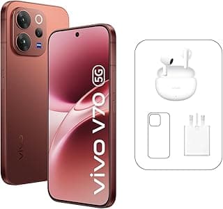 Vivo V70 5G - Brown 12 + 256GB | 50MP ZEISS Camera | 1.5K curved 120Hz AMOLED Display | 6500mAh | IP69, 4Y Battery | 455 Days Screen Replace,24 Months Warranty - Middle East Version