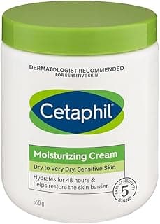 Cetaphil Face & Body Moisturising Cream for Men & Women, Dry to Very Dry Sensitive Skin, Non-Comedogenic, With Niacinamide & Vitamin B5, Unscented, 550g