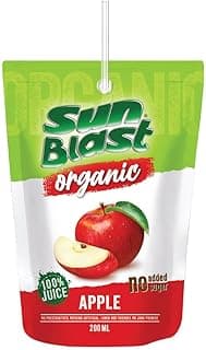 Sun Blast Organic 100 Percent Apple Juice, 200 ml - Pack of 1