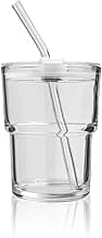 cosnou 13OZ/400ML Ice Coffee Glass Tumbler with Straw and Lid Sealed Carry On, Thick Wall Water Glass Cup Mug Tea (Clear)