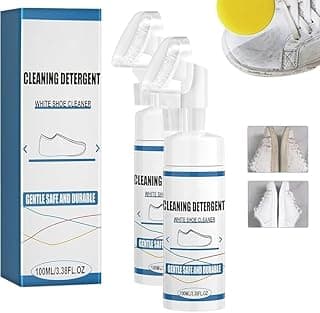 ALMEKAQUZ 2Pcs White Shoe Cleaner, Shoe Cleaner Kit for Sneaker, Foam Cleaner with Sponge, Portable Stain and Yellowing Removal for White Shoes, Tennis Shoe Cleaner, Travel Shoe Cleaner