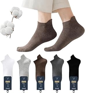 Lullaxx 5 Pairs Men's 100% Cotton Socks Athletic Ankle Socks,Anti-Odor,Wicking and Moisture-Resistant, Casual Wear, Suitable for All Seasons.