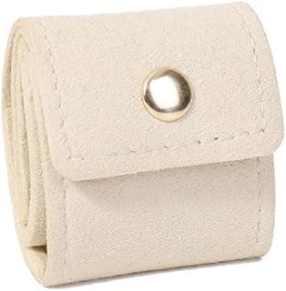 Travel Jewelry Bag, Mini Portable Foldable Travel Jewelry Roll Bag with Buckle, Small Jewelry Box for Travel Essentials, Earrings, Rings, Necklaces-White