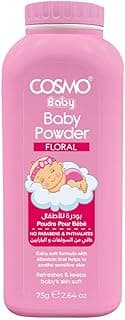 Cosmo Floral Baby Powder – Gentle, Talc-Free Formula for Soft, Dry & Fresh Baby Skin – Infused with Natural Floral Extracts Allantoin to soothe sensitive skin for Daily Use - 75g