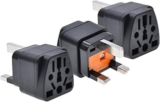 Necomi Necomi UK Travel Plug Adapter 13A with Fuse Travel Power Adapter Converter Plug, EU,AU,UK,NZ,CN,in to USA, 3 Pins Socket British Standard, Power Outlet Charger (Black-3 Pcs)