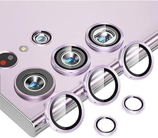 S22 Ultra 5 Pcs Camera Lens Protector With 9H Tempered HD Glass Camera Cover Anti Scratch Aluminum Alloy Camera Ring, Bora Purple