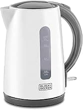 BLACK+DECKER Cordless Electric Kettle, 2200W, 1.7L Capacity, Quick Boiling, Lightweight Design, 360° Swivel Base, Auto Shut-Off, Boil-Dry Protection, Concealed Heating Plate, White - JC70-B5