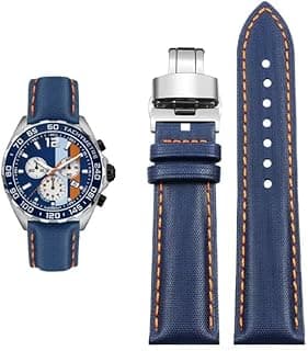 London Craftwork Nylon Strap fit Tag Heuer MONACO CARRERA FORMULA 1 Watch 22mm Blue Orange Butterfly Clasp