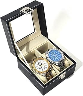 Watch Storage Box With Glass Display Lid and Metal Clasp, Detachable Dual Watch Case for Travel and Home Jewelry Storage, 2W
