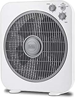 BLACK+DECKER Box Desk Fan, 40W, 12 Inch, 5 Blade Enhanced Airflow System, 3 Speeds, Bi-Directional, Adjustable Louvre Control, Portable, Durable Construction, ECO Friendly, White - FB1220-B5