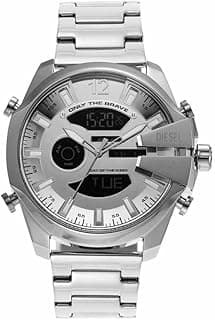 Diesel Men's Watch Mega Chief Digital or Chronograph Movement, Stainless Steel With a 51mm Case Size and Steel or Leather Strap