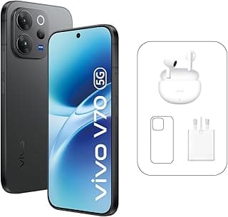 Vivo V70 5G - Black12 + 256GB | 50MP ZEISS Camera | 1.5K curved 120Hz AMOLED Display | 6500mAh | IP69, 4Y Battery | 455 Days Screen Replace,24 Months Warranty - Middle East Version