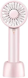ECVV 2-in-1 Portable Fan Desktop Handheld Electric Fans with Base 1200mAh USB Rechargeable Mini Pocket Personal Fan 3 Speed Adjustable Cooling Fan with 7 Seagull Blades for Indoor Outdoor Use (Pink)