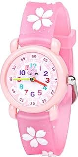 X spring Xspring Kids Watches, 3D Cherry Blossom Pattern Quartz Kid Watches, Cartoon Toy Silicone Band Wristwatch, Childrens Watches Gift for Girls Age 3-11 Years Old