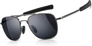SUNGAIT Men's Military Style Polarized Pilot Aviator Sunglasses Bayonet Temples